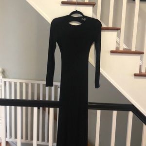 Lulus long black open backed dress